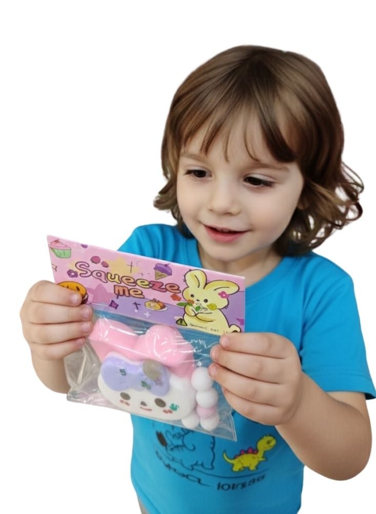 Premium Cute White Bunny Face Squishy Toy with Bow – Soft Stress Relief and Decorative Figure - Image 3